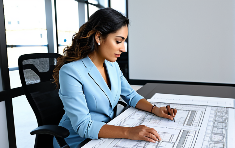**

"A professional Latina architect in a modern office setting, reviewing blueprints, fully clothed in a stylish business casual outfit, appropriate attire, natural lighting, safe for work, perfect anatomy, well-formed hands, correct proportions, family-friendly, high-resolution, detailed architecture plans."

**