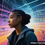 Home 13 미디어 리터러시 - **Prompt:** A young adult (20s, gender-neutral, diverse ethnicity) stands in a vast, stylized digita...